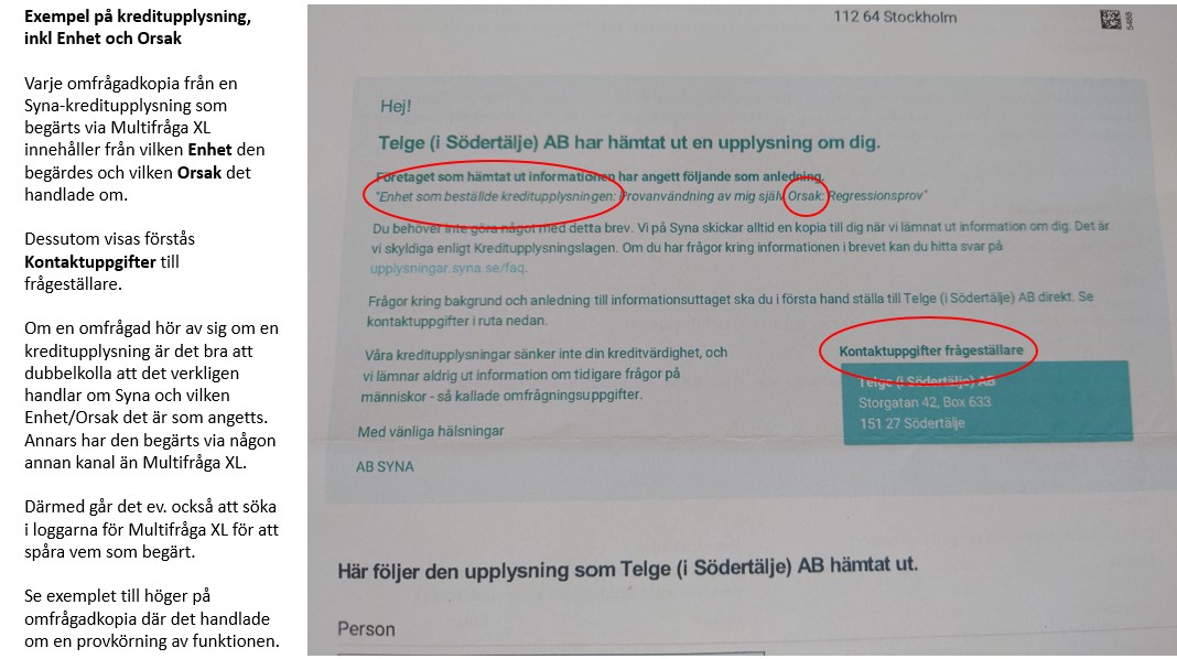 Bild som visar exempel på Enhet och Orsak